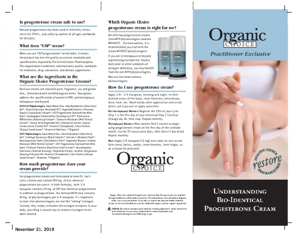 Organic Choice - Progesterone Cream Brochure