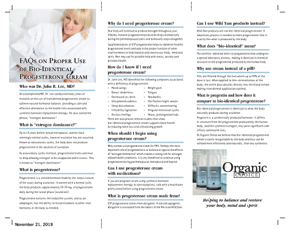 Organic Choice - Progesterone Cream Brochure - Image 3