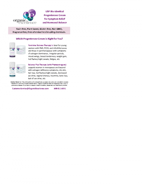 Organic Excellence - Progesterone Cream Card